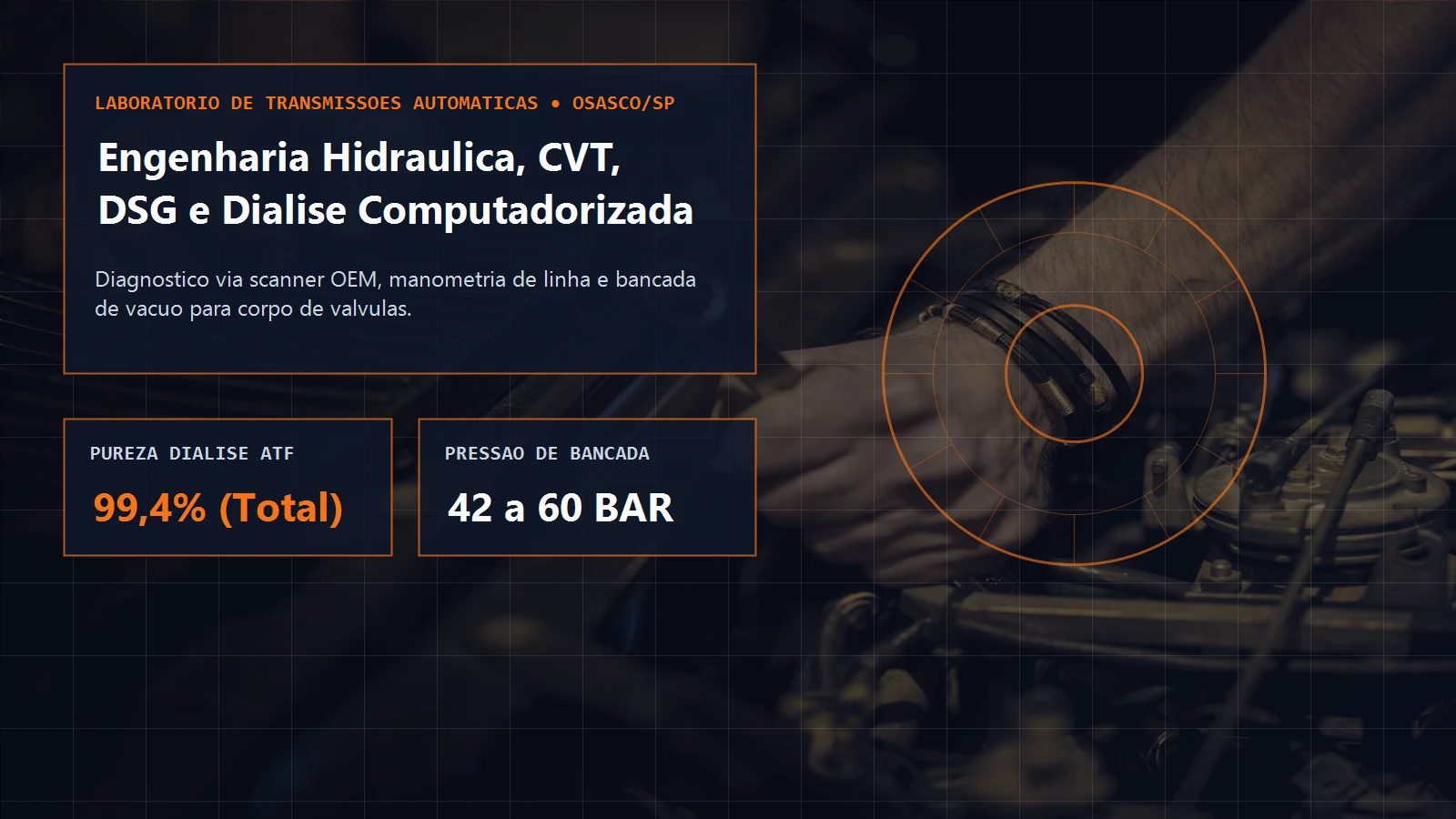 Bancada técnica de diagnóstico e reforma de câmbio automático, CVT e corpo de válvulas em Osasco